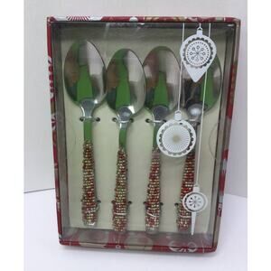 Wild Eye Designs 4 Piece Holiday Beaded Spoon Set NIB